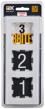 BRITE Рамка 3 -местная РУ-3-2-БрБ стекло белый IEK