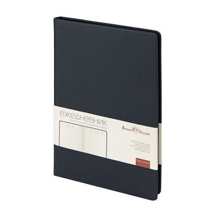 Ежедневник дат. 2026г А5 168л. тв.пер., кожзам "Megapolis Nappa. Темно-синий navy" ляссе