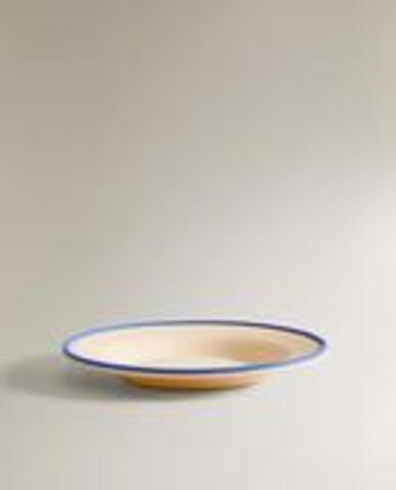 ZARA HOME ДЕТСКАЯ СИЛИКОНОВАЯ МИСКА С КОНТРАСТНОЙ КРОМКОЙ, ЭКРЮ/СИНИЙ