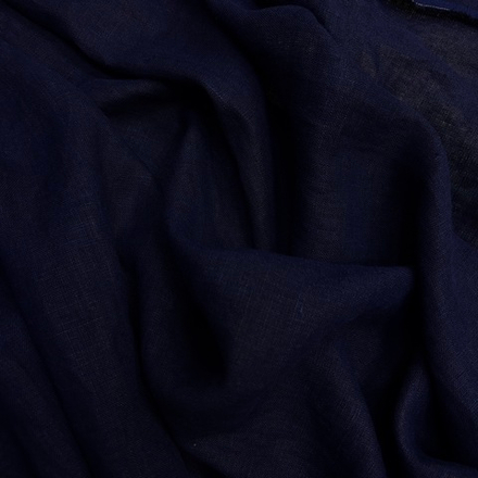 Ткань Лен Крэш Темно Синий