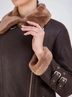 Дубленка натуральная авиатор длинная Турция