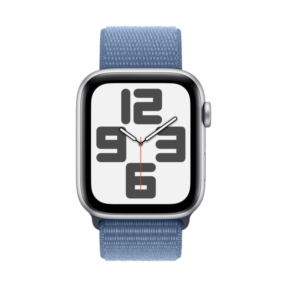 Apple Watch SE 2024 40mm Silver Aluminum Case with Winter Blue Sport Loop