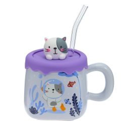 GAEM Кружка с крышкой и трубочкой, 400 мл, L13 W9,5 H12 см, 4в.