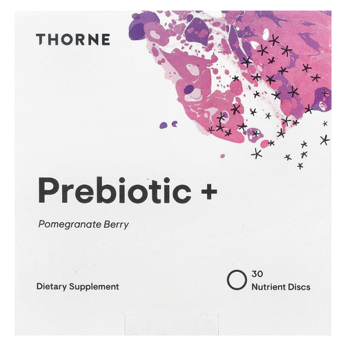 Thorne, Prebiotic+, пребиотики, гранат и ягоды, 30 растворимых дисков с питательными веществами