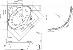 Ванна акриловая Ravak New Day 150x150 C661000000 схема
