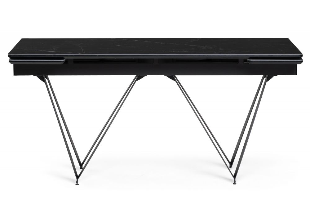 Стеклянный стол Марвин 160(220)х90х76 черный мрамор / черный
