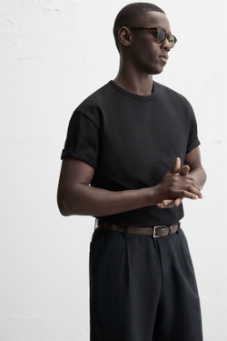 ZARA КОЖАНЫЙ РЕМЕНЬ С ОТДЕЛОЧНОЙ СТРОЧКОЙ, КОРИЧНЕВЫЙ