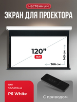 SGPSMT-266x149PS Экран для проектора S'OK Apollo 266x149 бокового натяжения, ПВХ, белый корпус