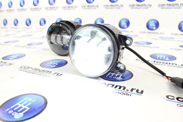 Противотуманные фары (ПТФ)  линзованные "Sal-Man" (3 диода LED 50W два режима (3000K+6000K)) на Лада Веста, Нива Урбан, Гранта FL, Ларгус FL, X-Ray, Renault, Nissan, Honda, Ford, Opel, Peugeot, Mitsubishi, Daewoo (арт. 00893)