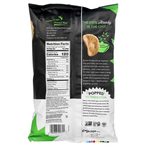 Popchips, Картофельный чипсы, сметана и лук, 5 унций (142 г)