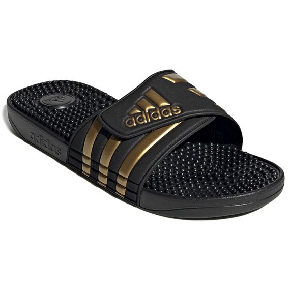 Adidas Adissage Slides 'Black Gold Metallic'