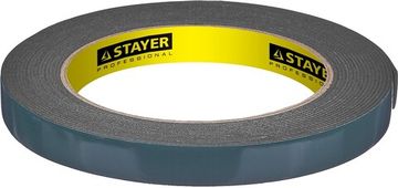 STAYER 12 мм, 5 м, черная, на вспененной основе, двухсторонняя клейкая лента, Professional (12233-12-05)