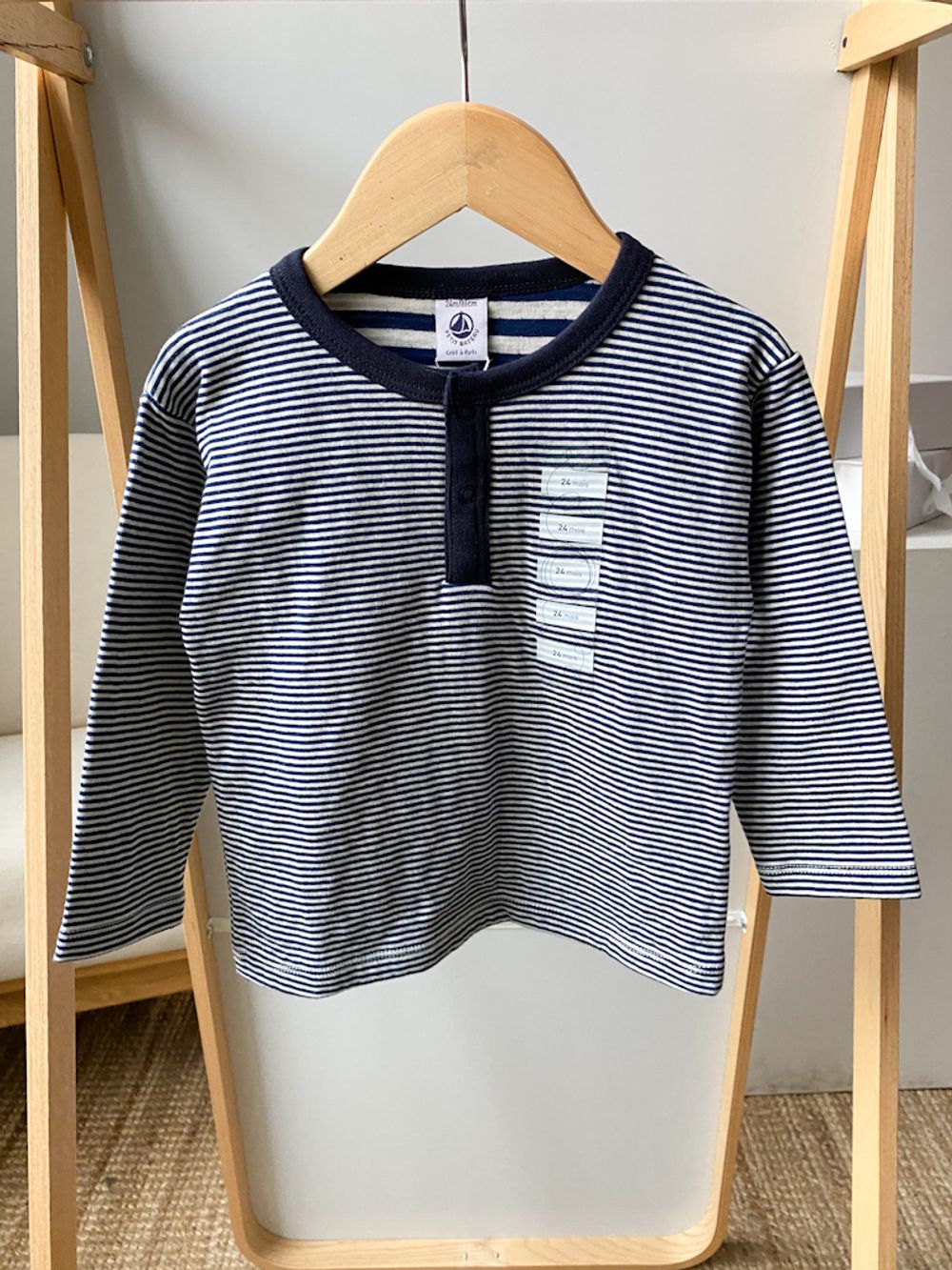 Новый хлопковый лонгслив  Petit Bateau, 86