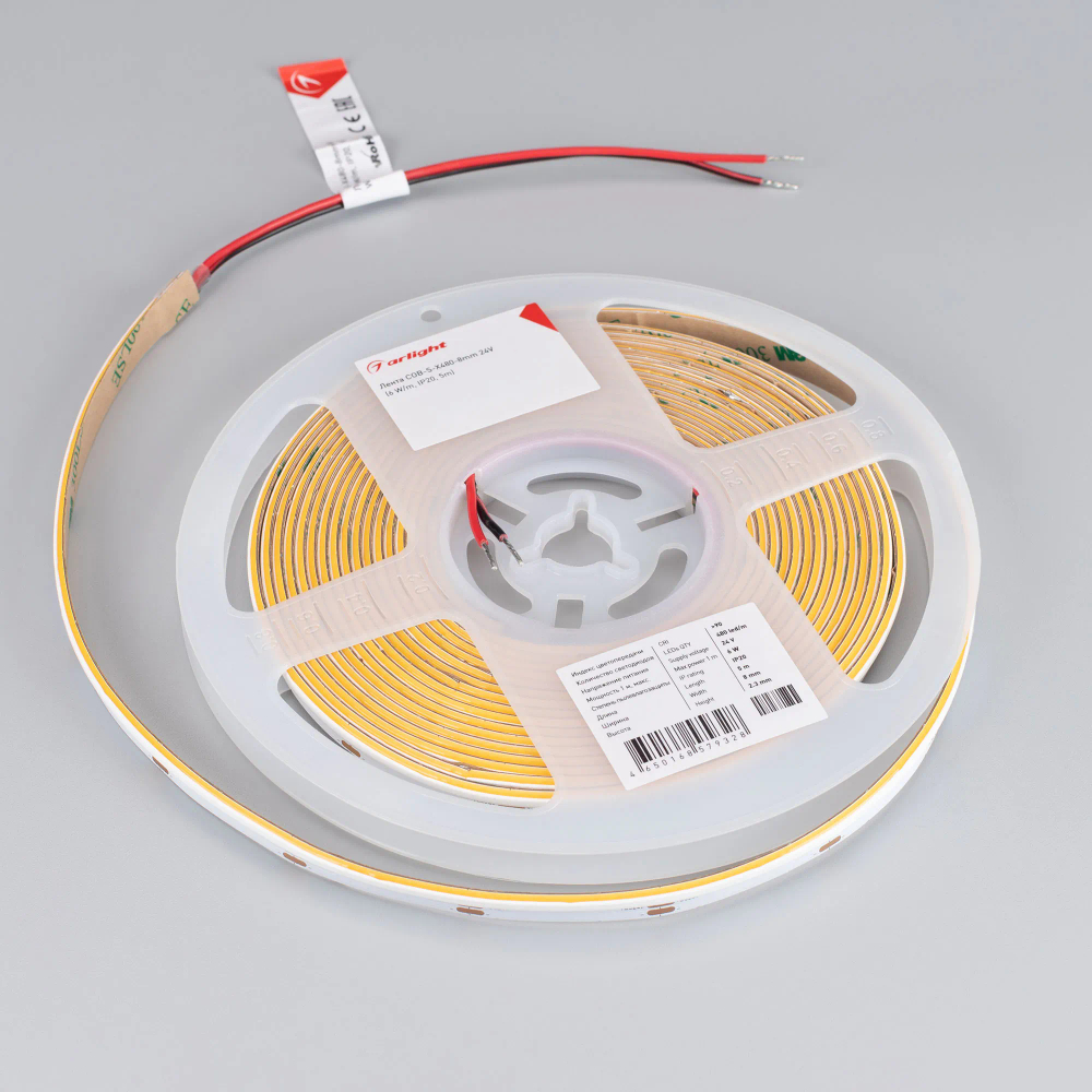 Светодиодная лента COB-S-X480-8mm 24V White6000 (6 W/m, IP20, 5m) (Arlight, боковое свечение) 046901