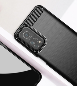 Чехол черный для Xiaomi Mi 10T и Mi 10T Pro, серии Carbon (карбон дизайн) от Caseport