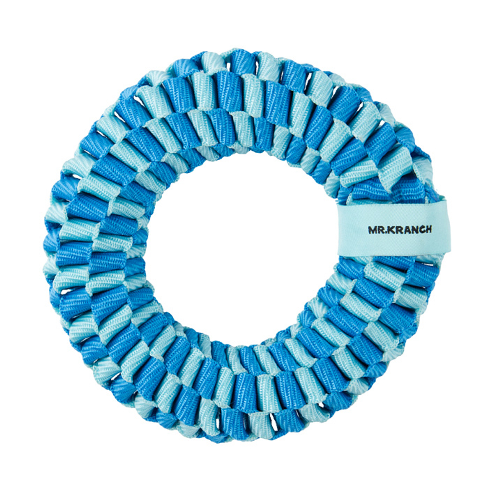 MR.KRANCH Игрушка для собак Плетеное кольцо, диаметр 15 см, голубая
