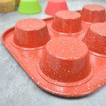 Набор для выпечки кексов 3 предмета: форма 6 ячеек, силиконовая кисточка, силиконовая лопатка