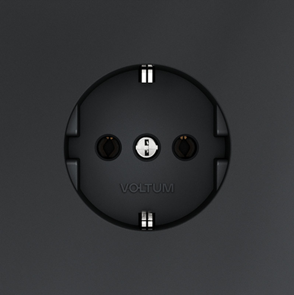Розетка встраиваемая VOLTUM S70 с заземлением 16А, (графит)