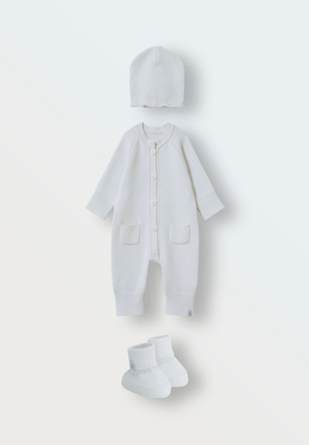 Вязаный комплект одежды из экохлопка 3 предмета (экрю)