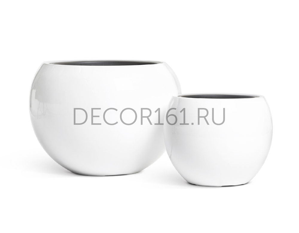Кашпо TREEZ Effectory Gloss Полусфера Белый глянцевый лак в-43 см, д-60 см 41.3320-05-035-WH-60