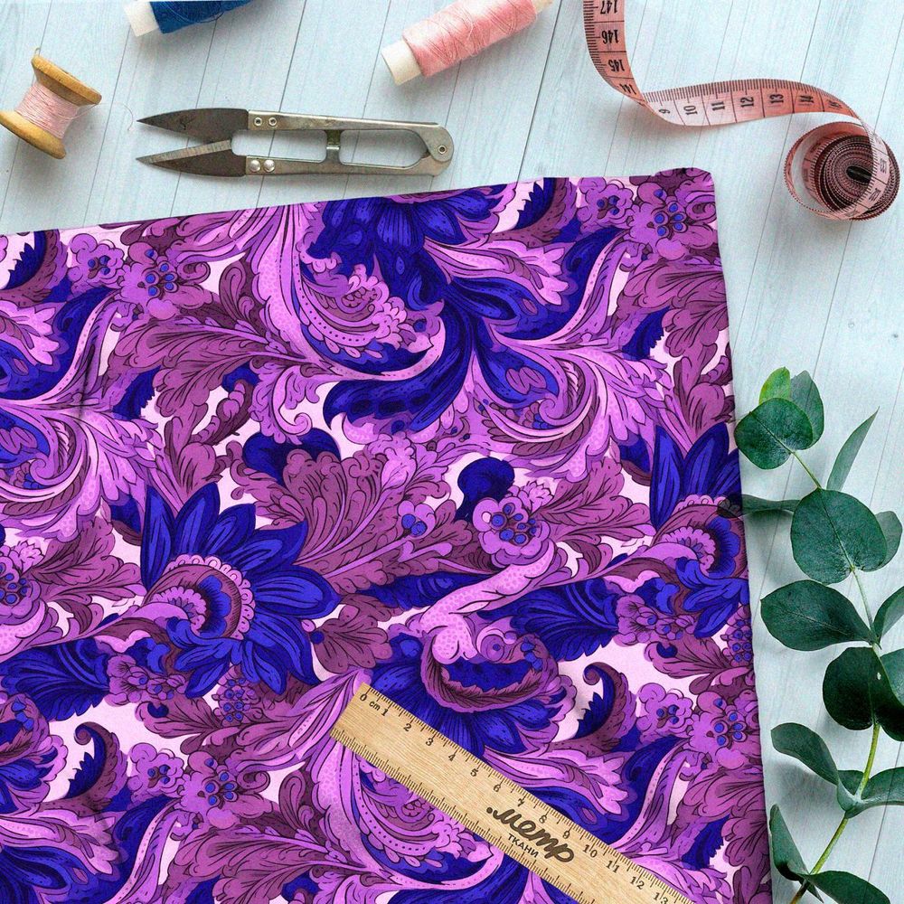 Ткань премиум сатин лиловая фантазия
