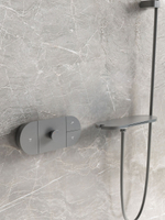 Душевой комплект Vincea Futura VSFW-2F12TGM термостатический встраиваемый, 3 режима, вороненая сталь