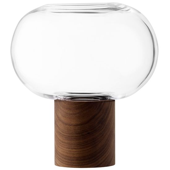 Ваза oblate, 21,5 см, прозрачная/орех