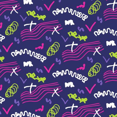 Buy abstract doodle line print fabric purple neon