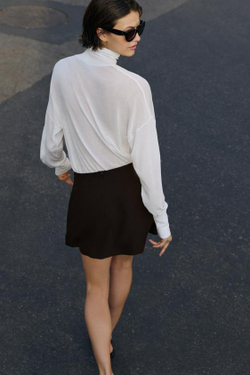 ZARA МИНИ-ЮБКА СО ШЛЕВКАМИ, КОРИЧНЕВЫЙ