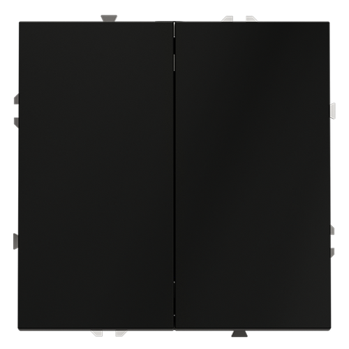 Выключатель с самовозвратом встраиваемый VOLTUM S70 двухклавишный 10А, (черный матовый)