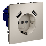 Розетка встраиваемая VOLTUM S70 с заземлением и защитными шторками, 16А, с USB, A+A, (кашемир)