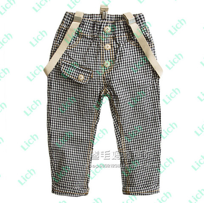 Штаны детские клетчатые с отделкой пуговицами