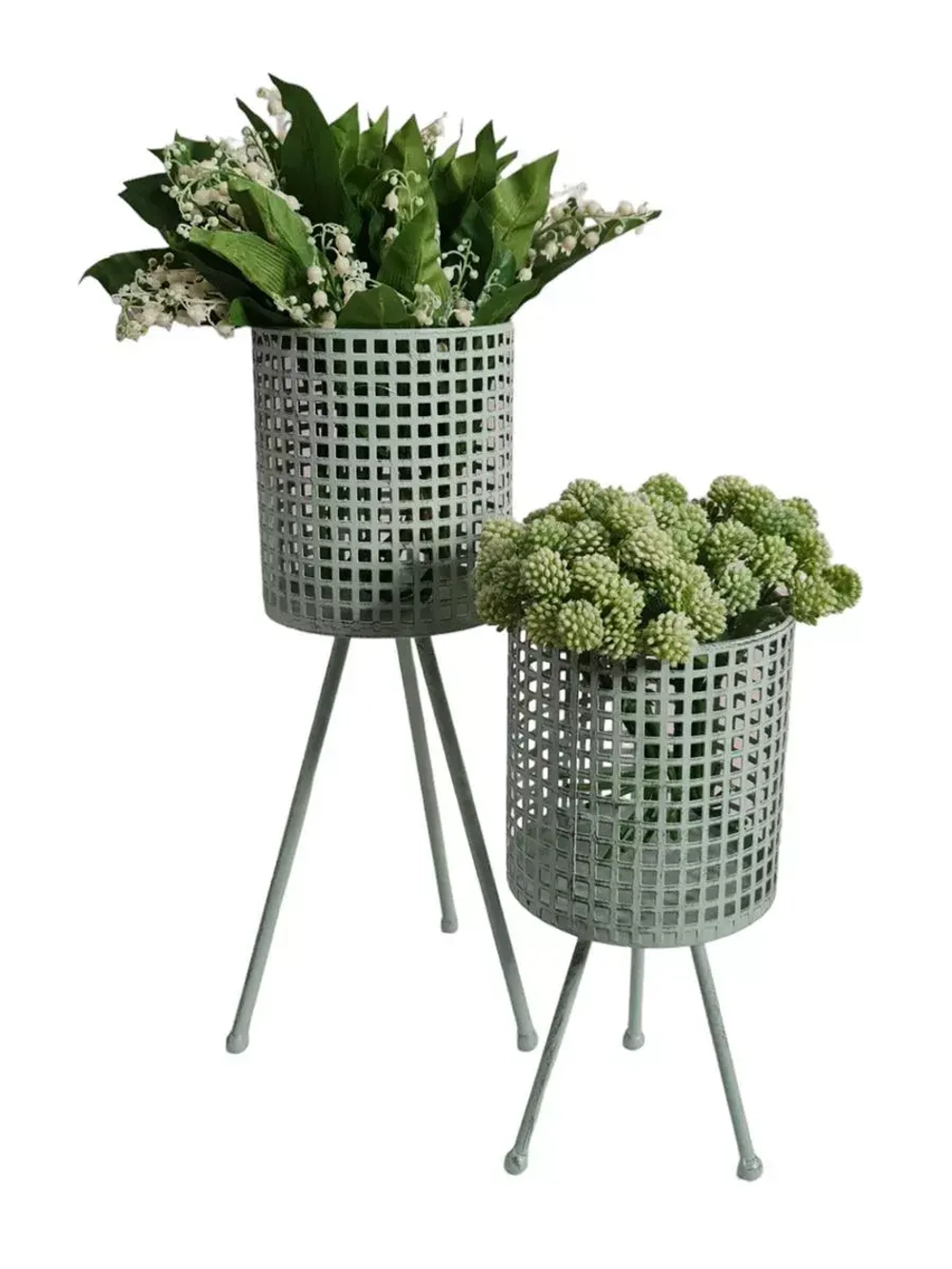 Кашпо металлическое на ножках 32*16 см