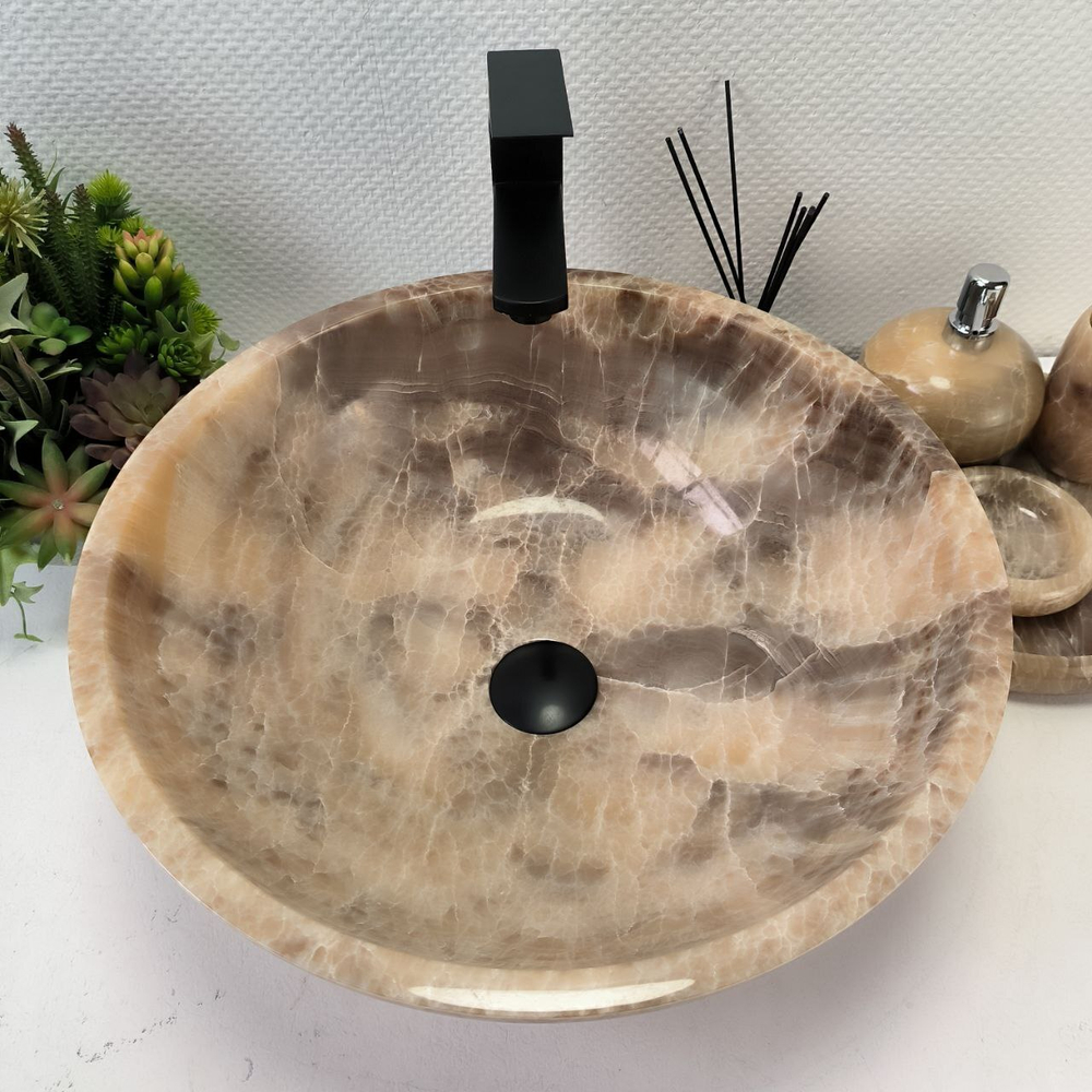 Раковина из оникса Bowl Grey TinLip BO-62968 45*45*17 42