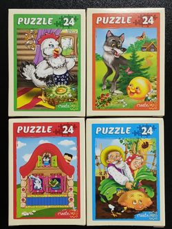 Пазл 24 деталей, "Первые сказки", Рыжий Кот в комплекте 4 шт, арт.П24-6327, картонная основа, от 3 лет