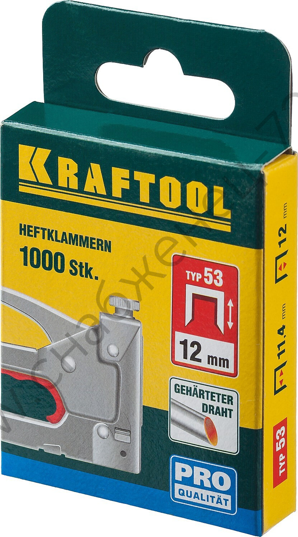 KRAFTOOL тип 53 (A/10/JT21) 12 мм, 1000 шт, калибр 23GA, скобы для степлера (31670-12)