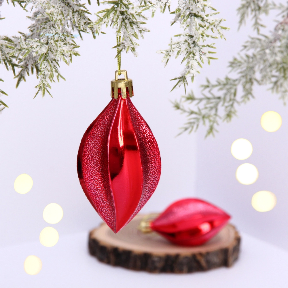 Ёлочные игрушки «Таинственное очарование» Капля 8 см (набор 2шт), красный