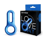 Голубое эрекционное кольцо с петлёй (Цвет: голубой)