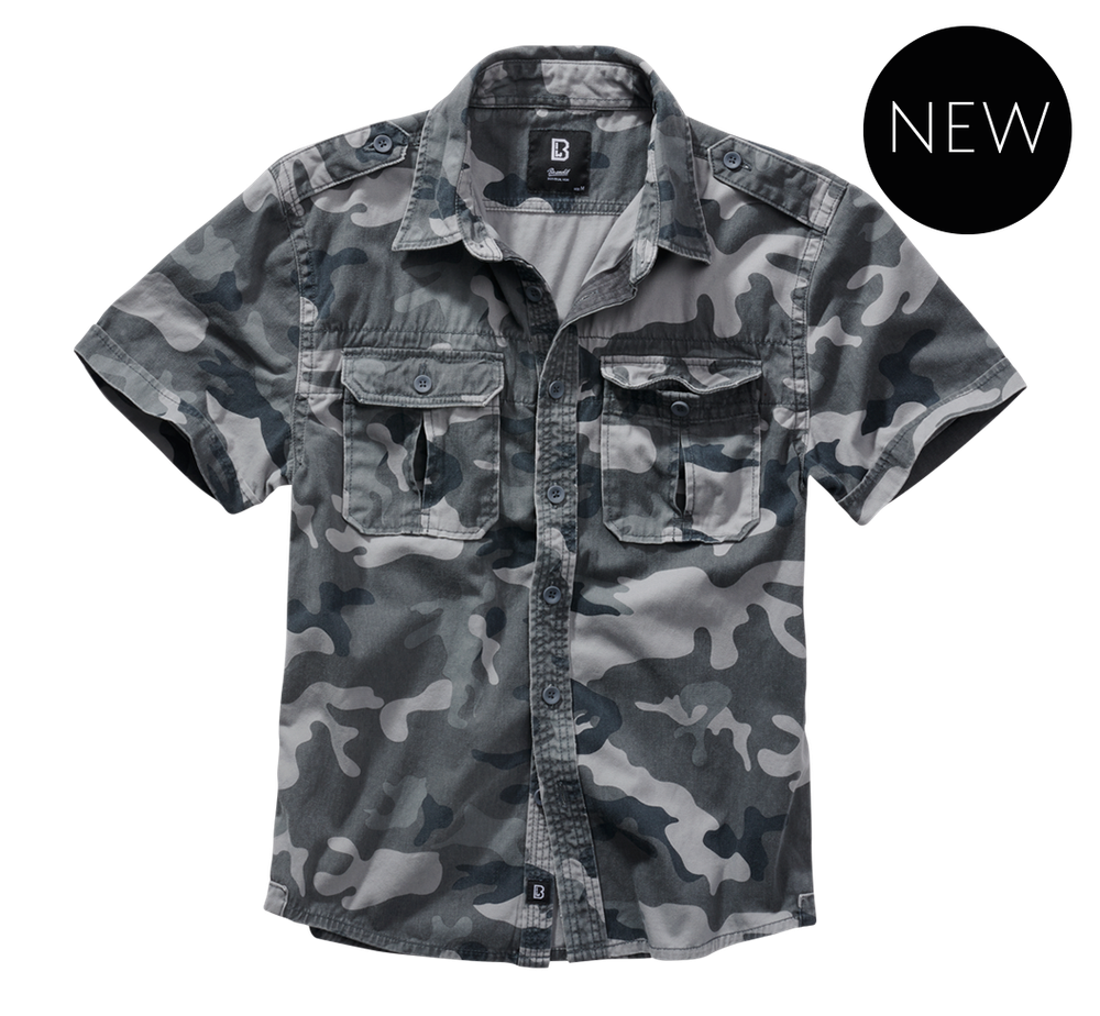 Brandit VINTAGE SHIRT SHORT SLEEVE grey camo