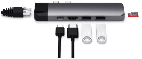 USB-концентратор Satechi Type-C Pro Hub Adapter with Ethernet (ST-TCPHE), разъемов: 3, space gray
