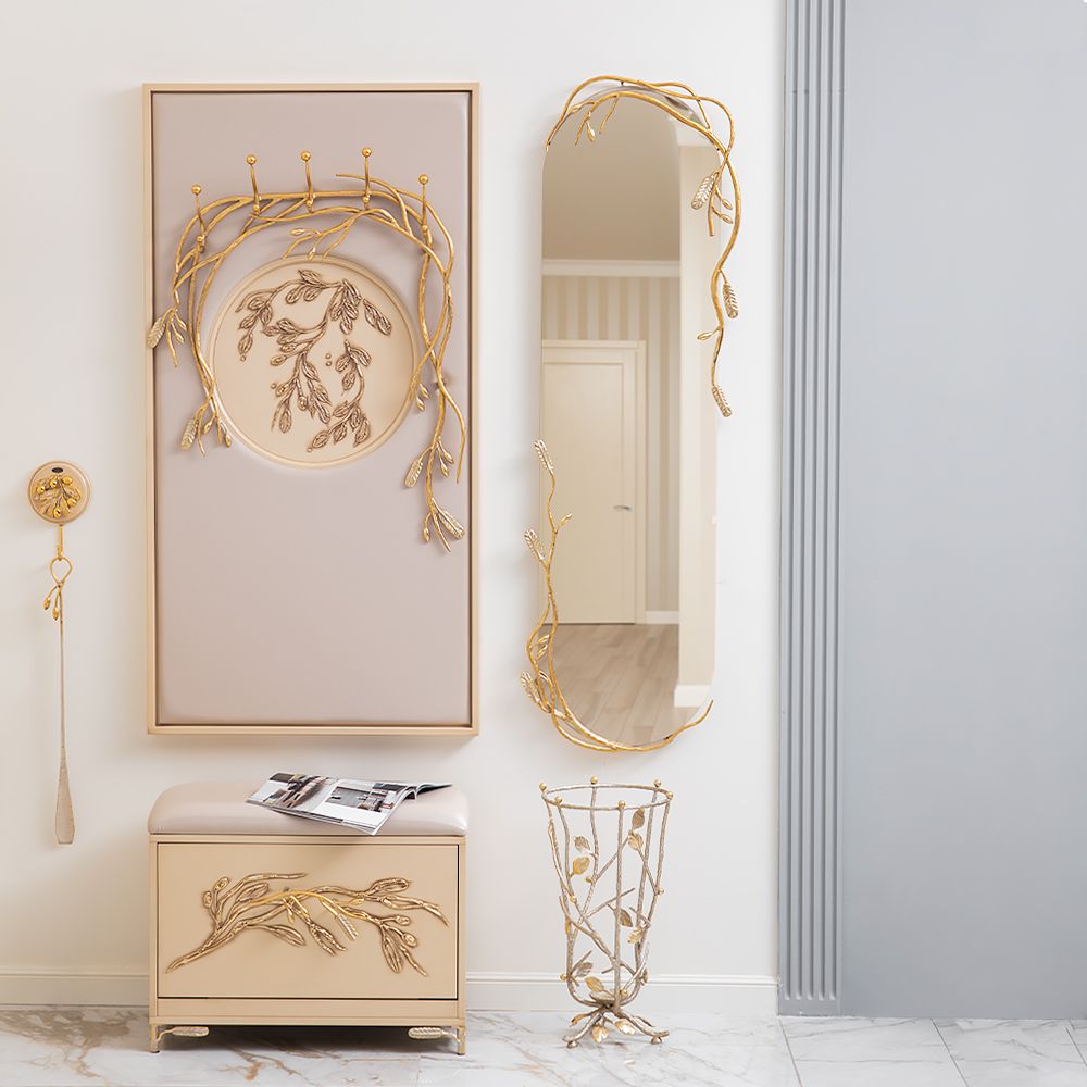 Банкетка Oliva Branch (Олива Бранч) Айвори Мраморное золото