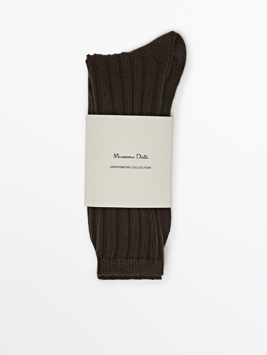 Massimo Dutti Носки из смесового хлопка, цвет мха