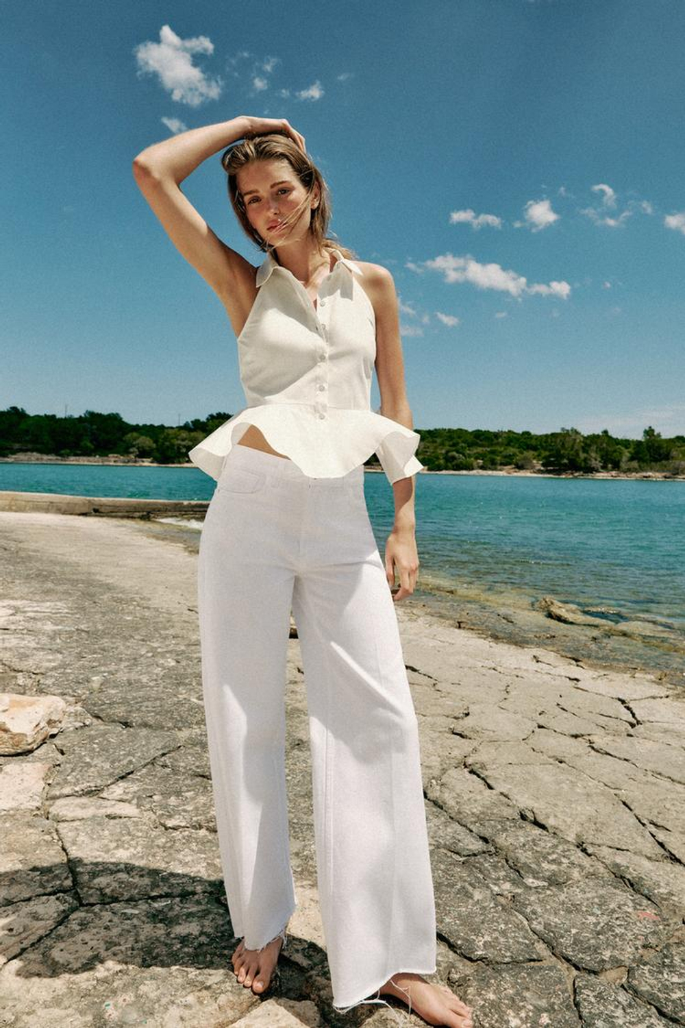 ZARA ДЖИНСЫ Z1975 STRAIGHT СО СРЕДНЕЙ ПОСАДКОЙ, БЕЛЫЙ