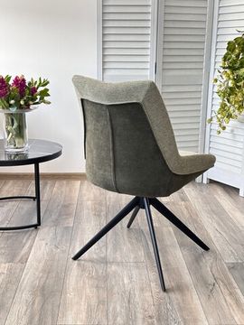 Стул OSKAR 360 град. поворот. KN01-15 Олива/ BZ1046-18 Темно-зеленый/ Черный