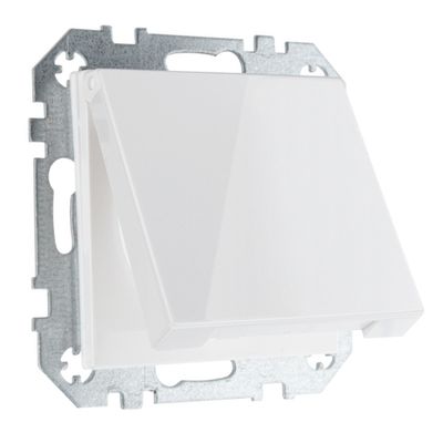 Розетка с заземлением с крышкой, 16А 250В IP44 LIREGUS EPSILON IKL16-208-01.E/B белая