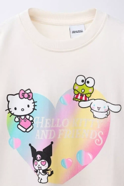 ZARA ФУТБОЛКА HELLO KITTY AND FRIENDS © SANRIO, ЭКРЮ