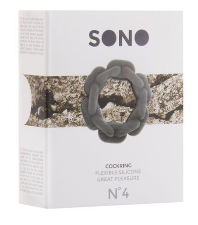 Серое эрекционное кольцо SONO №4 (Цвет: серый)