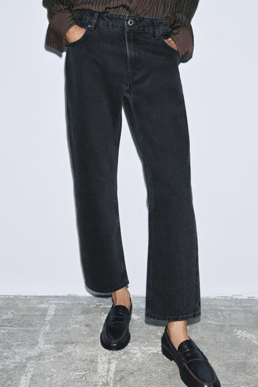 ZARA ДЖИНСЫ ZW COLLECTION ПОЛНОЙ ДЛИНЫ СО СРЕДНЕЙ ПОСАДКОЙ, ЧЕРНЫЙ