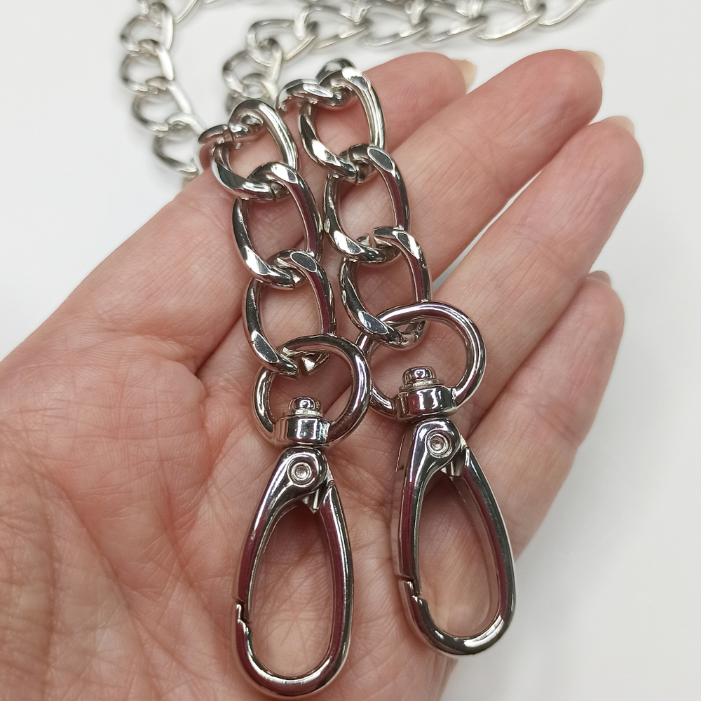 Ручка цепь с карабинами Серебро 12*18