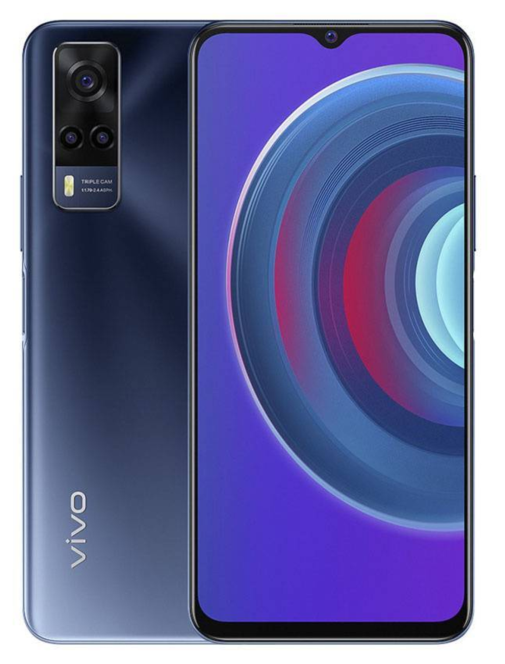 Смартфон Vivo Y53S 128Gb (5658921) синий 6.58"(2408х1080)IPS/  Qualcomm Helio G80 8 ядер (2ГГц)/ 6Гб/ 128Гб/ Слот MicroSD/ 4G (LTE)/ SIM-карт: 2 /  5000mAh/ Android 11/ Синий